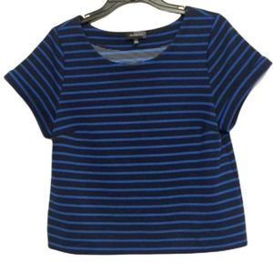 The Limited Striped Shirt size Small Ribbed Texture Cuffed Sleeves Black & Blue